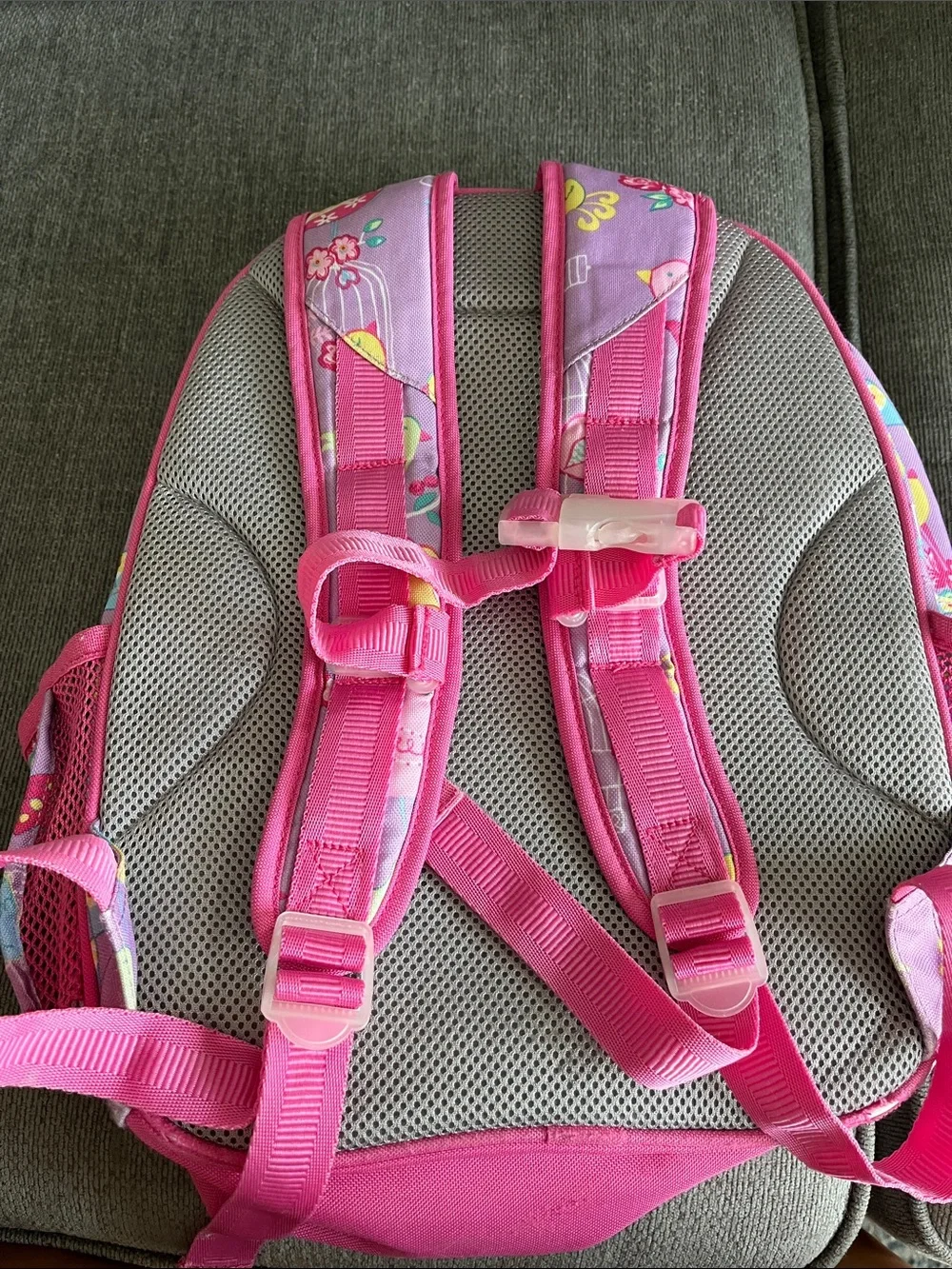 Pottery Barn Kids Pink Bird Print Backpack - Small